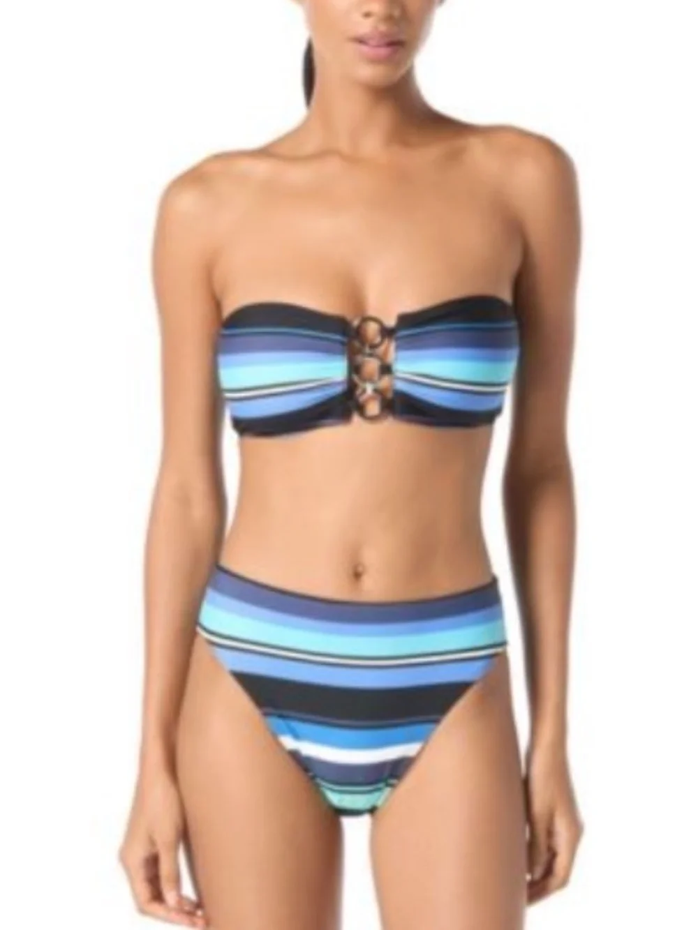 Michael Michael Kors Women's Bandeau Ring Bikini Top Swimsuit Size L 11969